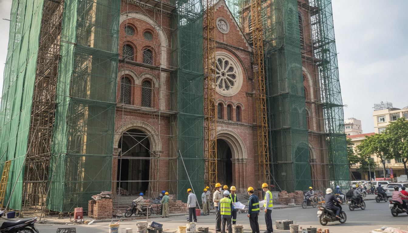 Latest Progress on the Notre-Dame Cathedral Basilica of Saigon Renovation